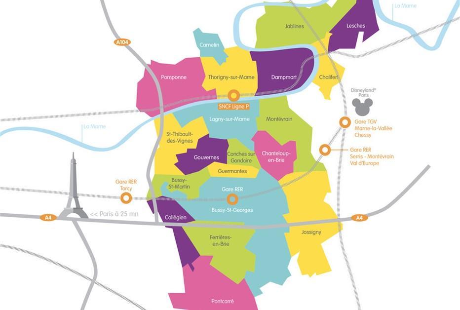 Carte des 20 communes de Marne et Gondoire